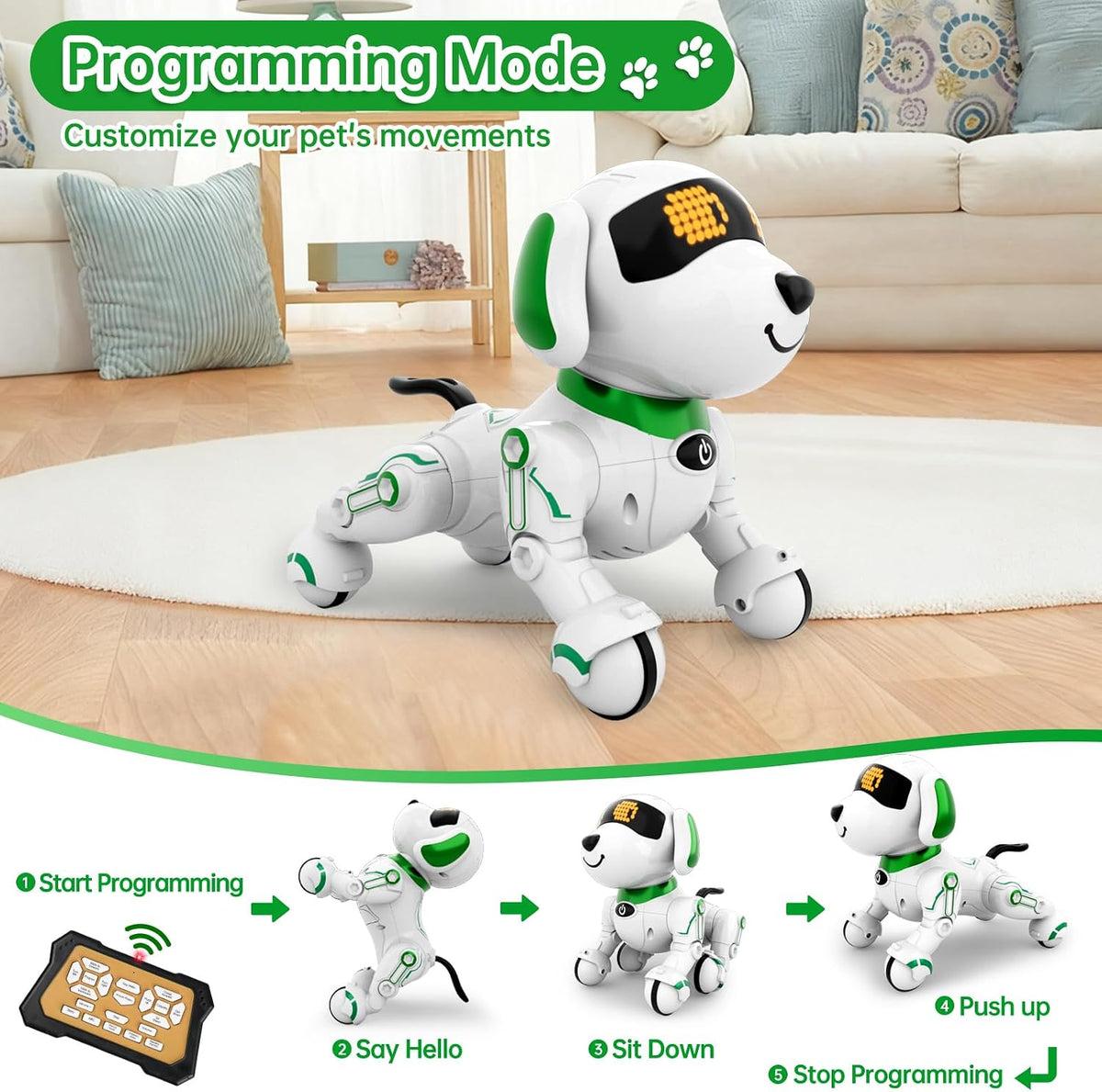 Dwi Dowellin Robot Dog Toy - Green - image 3