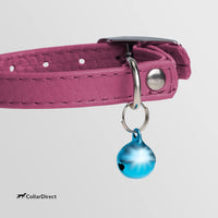 Soft Leather Cat Collar with Safety Elastic Strap - Neck Fit 8"-11" / Pink - image 2