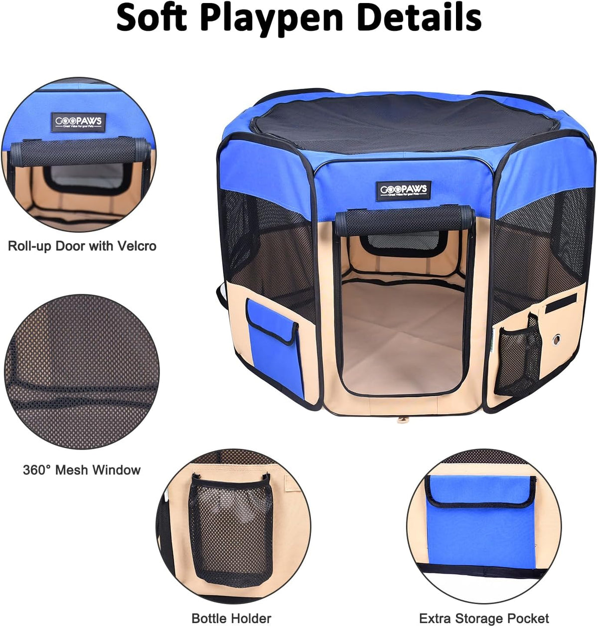JESPET 61" Pet Dog Playpens - Blue / 61x61x30 Inch (Pack of 1) - image 2