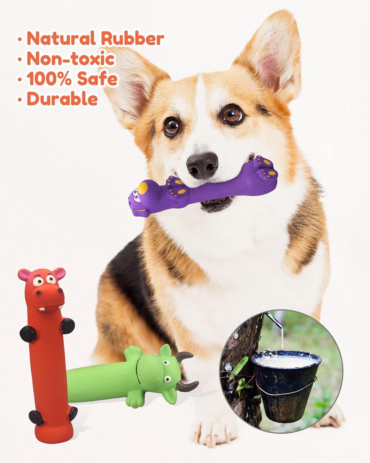 Pweituoet 9" Squeaky Dog Toys, Latex Dog Chew Toys for Puppy - image 2