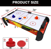 GOOSO 38 inch tabletop air hockey table for kids in green and black with LED scoring - view 6