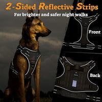 rabbitgoo Dog Harness for Large Dogs No Pull, Tactical Service Pet Vest with Molle and Control Handle, Adjustable and Reflective Military Harness for Easy Walking and Training, Brown, L