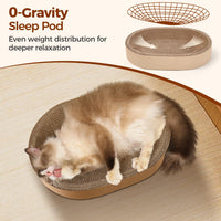 ComSaf Cat Scratcher Bed, Oval Cardboard Scratching Board for Indoor Cats – Essentials for Cats - White Oak Color - image 3