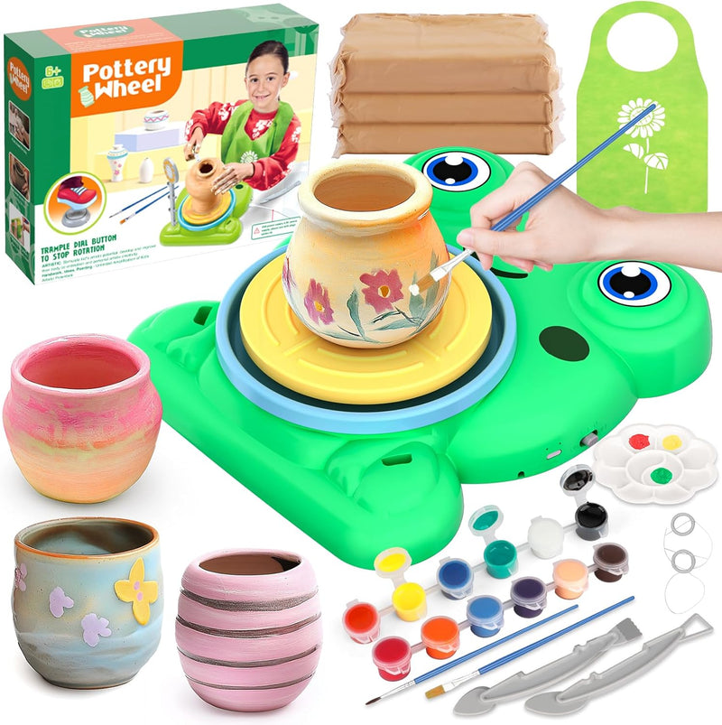 Pottery Wheel for Kids, Pottery Painting Craft Kit Sensory Toy Gift Girl 6+ – Fun for Kids & Family - Green