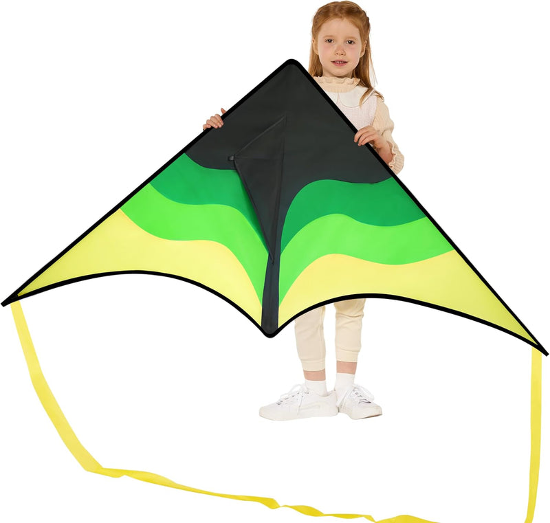 SYNCFUN large delta kite in gradient green with tail and 328 ft string