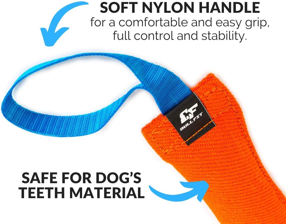 Bull Fit K9 Dog Bite Tug Toy with 2 Strong Handles - Orange - image 2