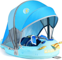 Mambobaby Float with Canopy Size Improved Non Inflatable Infant Baby - Monster Blue