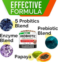 StrellaLab Dog Probiotics Treats for Picky Eaters (180ct) - Digestive Enzymes + Prebiotics - Chewable Fiber Supplement - Allergy, Diarrhea, Gas, Constipation, Upset Stomach Relief - Improve Digestion