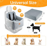 Dog Car Seats for Small Dogs, FurFrolic Memory Foam Dog Booster Seat for Small/Medium Dogs up to 35 lbs, Travel Pet Car Seat with Washable Detachable Cover, Storage Pockets, 2 Safety Belts (Gray)