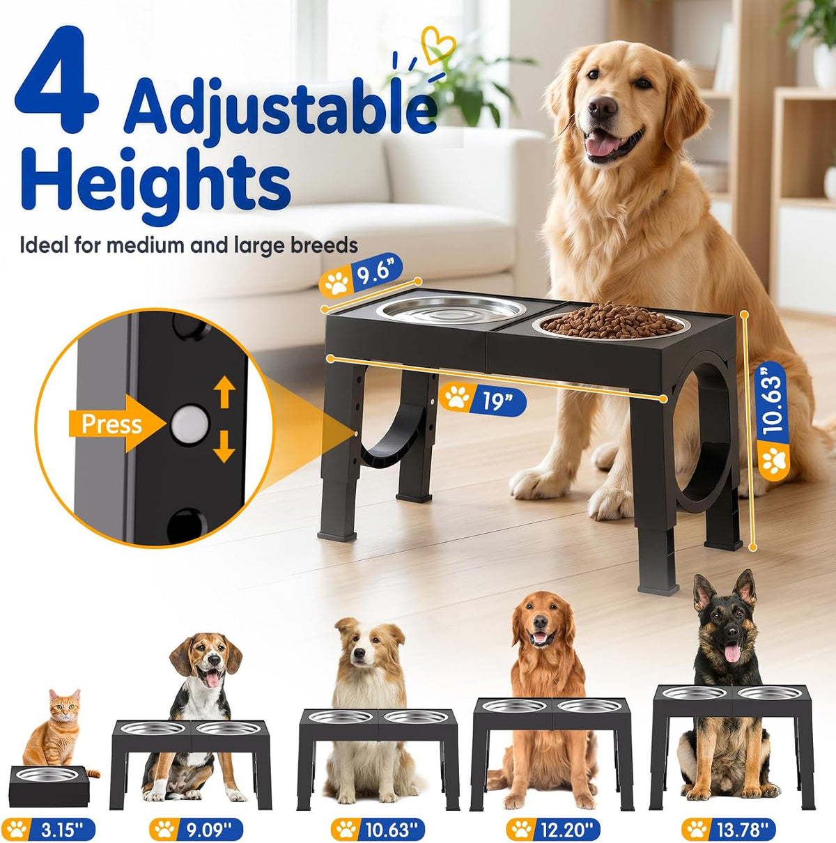 XIAZ Elevated Dog Bowls Large Breed Raised Dogs Bowl Stand - A-Black / Basic - image 2