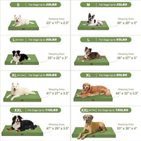 Outdoor Dog Bed for Medium Dogs, Waterproof Dog Crate Bed for Puppy Beds, Orthopedic Egg Crate Foam Pet Bed with Washable and Removable Oxford Cover, Light Green