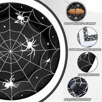 Gistome 96-piece Halloween spider web tableware set with plates, napkins and forks - view 23