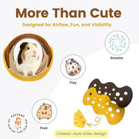 Guinea Pig Hideout Guinea Pig Tunnel Washable Tube with Cheese-Hole Design Soft Cozy Hideaway for Cage Corner Indoor Play and Enrichment-Brown