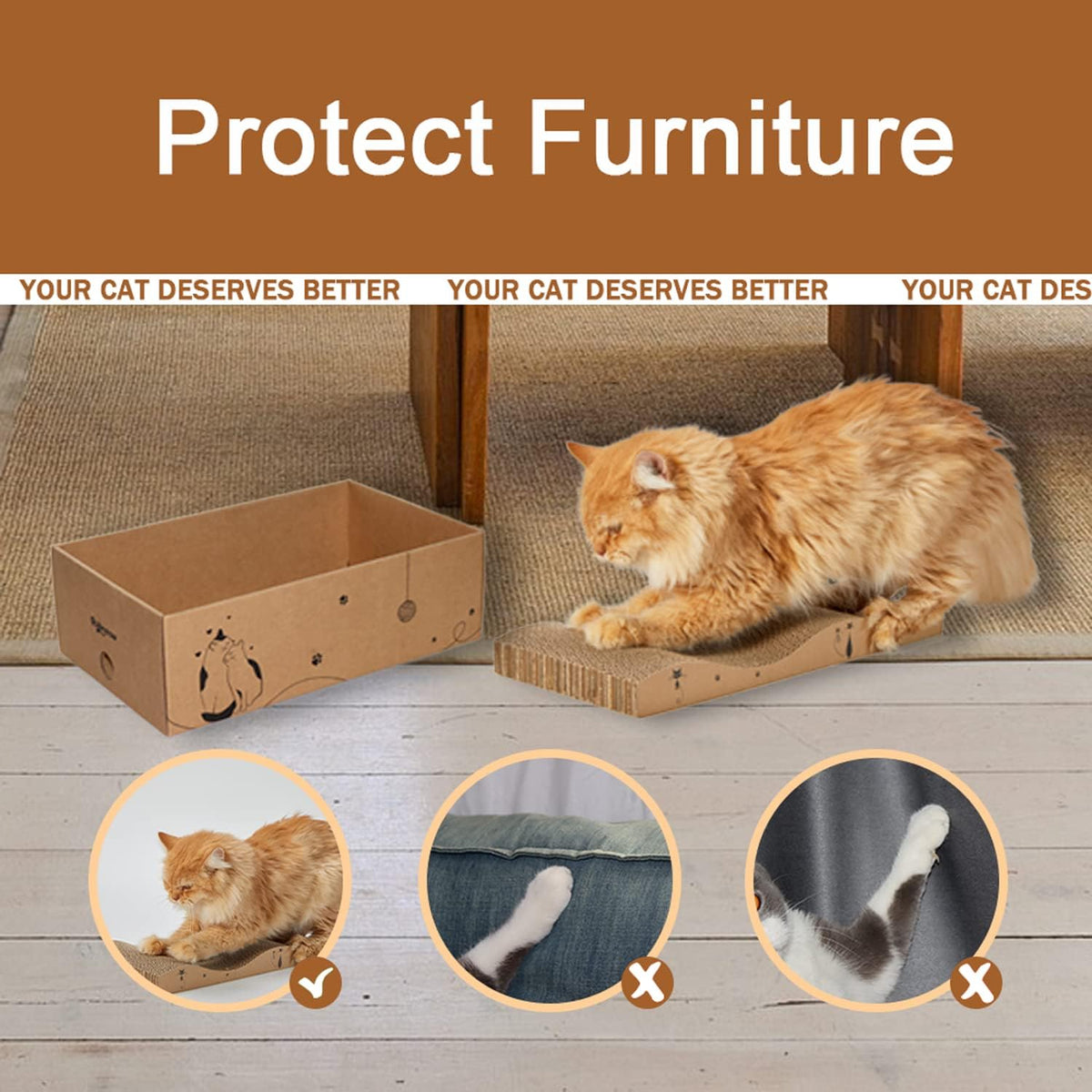 Cat Scratcher Cardboard Scratch Pad for Indoor Cats and Kitty 5pcs – Essentials for Cats - Large for Indoor Cats / 5PCS - image 2