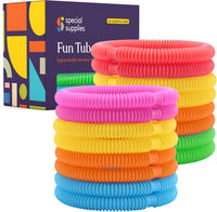 Special Supplies Fun Pull and Stretch Tubes for Kids, Pop, Bend - 30-Pack Primary Colors