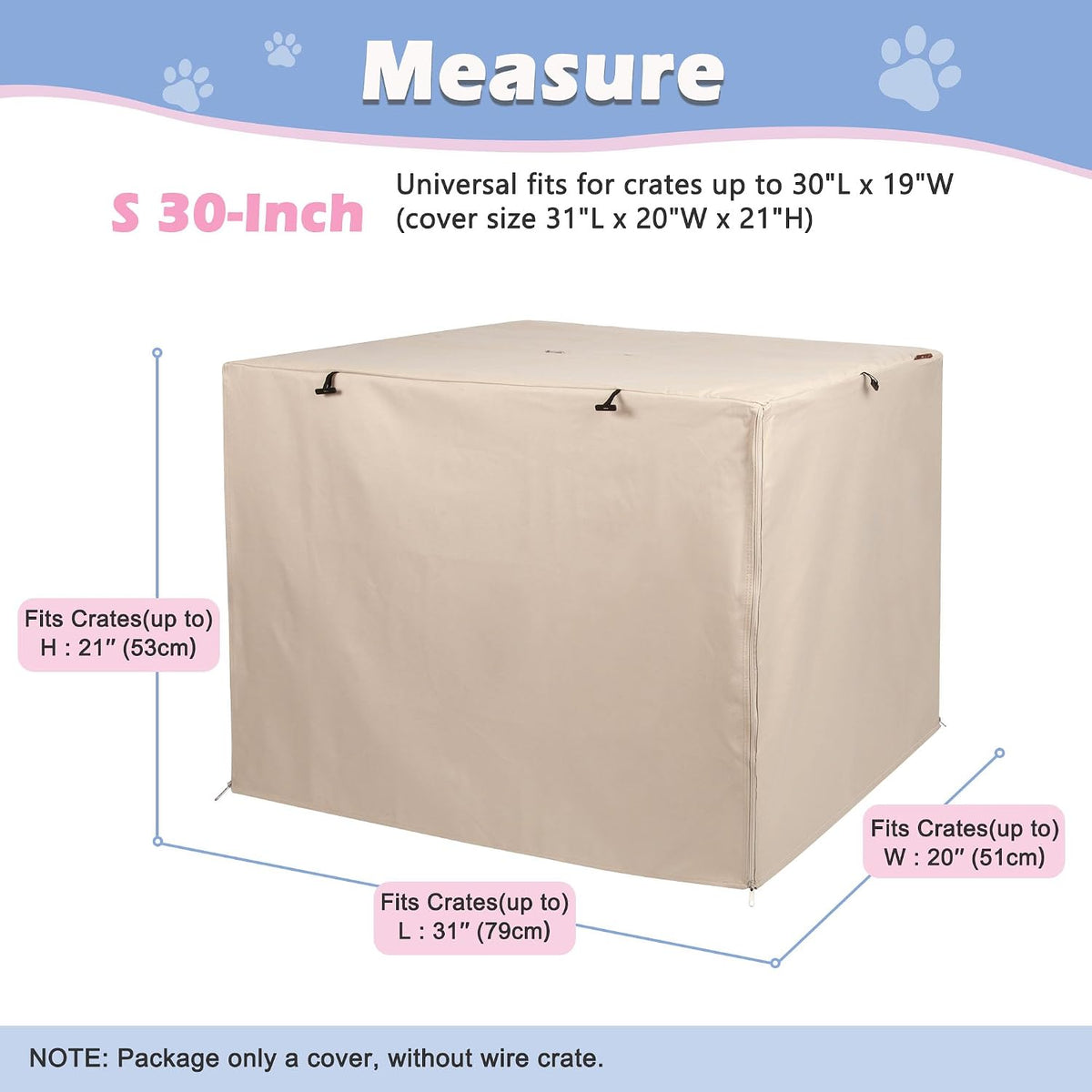 Deblue 36 inch Dog Crate Cover Fit for 36 inch Wire - – Essentials for Dogs - 30.0"L x 19.0"W x 21.0"H / Tan - image 2