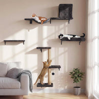 FUKUMARU Cat Wall Shelves - Gray / 4-Piece Set with Hammock