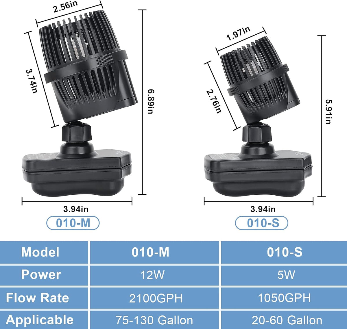 hygger 1050 GPH Aquarium Wave Maker Pump with Strong Magnetic Suction - 2100GPH (12W) - image 4