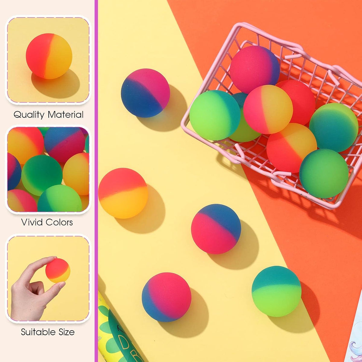 Jenaai 50 pack 45 mm two-color rubber bouncy balls - view 16