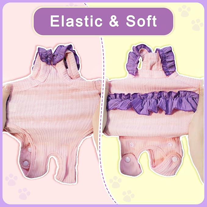 Cat Recovery Suit,Kitten Onesie After Surgery,E-Collar Alternative for Abdominal Wound and Skin Diseases,Soft Breathable Bodysuit After Spay（Purple-XL）