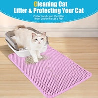 Cat Litter Mat 35"x24", Double Layer Waterproof Litterbox Mat - 23" x 14.5" / Pink - image 3