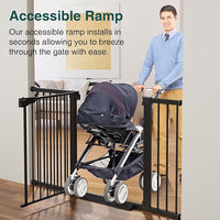 Cumbor 29.7-54.2" Wide Baby Gate for Stairs, Mom's Choice Awards Winner-Self Closing Dog Gate Indoor for Doorways, No Drilling Pressure Mounted Pet Gates for Kids, Easy Walk Through Safety Gate, Black