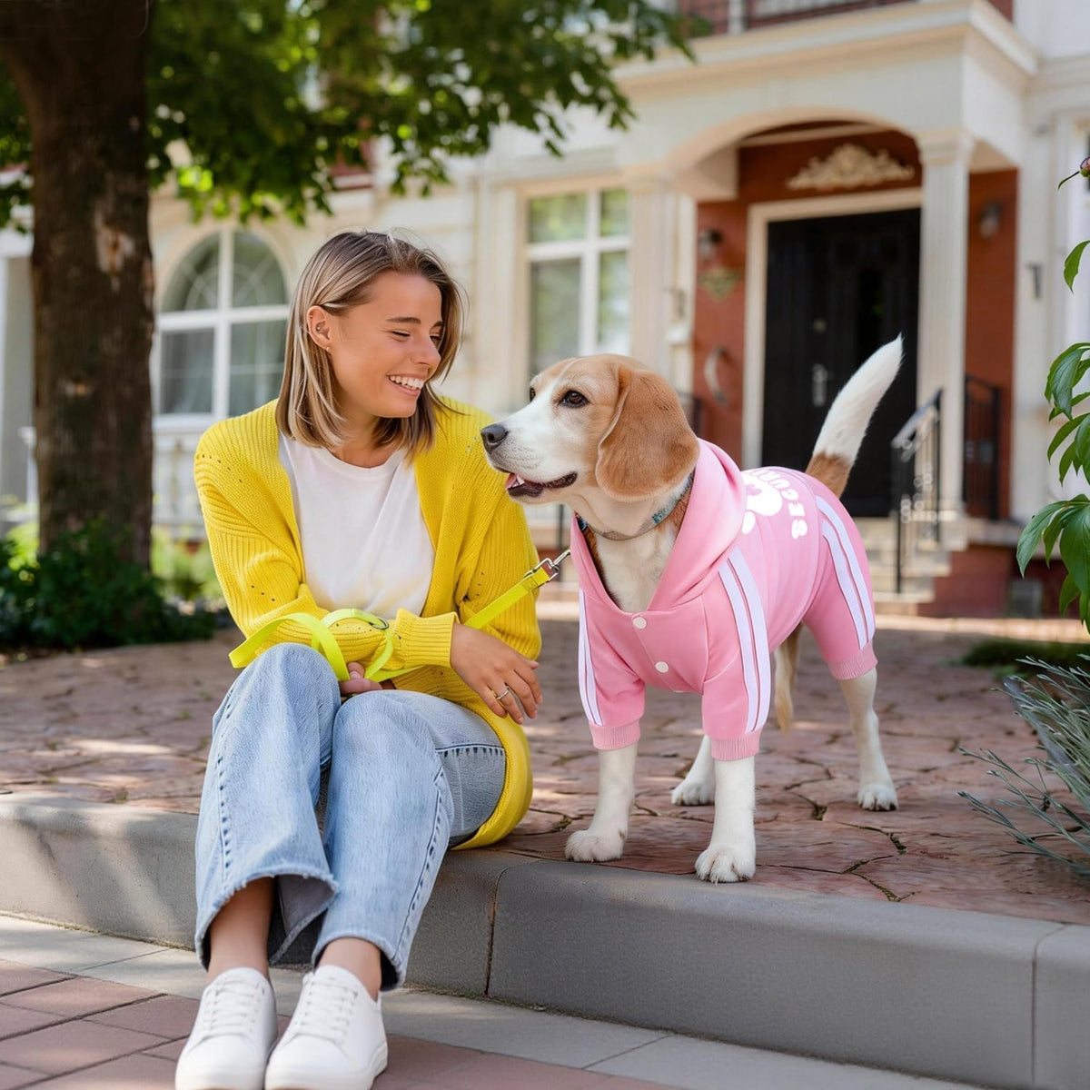 Dog Hoodie Security Clothes 4 Legs Jumpsuit Sweatshirt Hoodies Soft - Pink / XX-Small - image 3