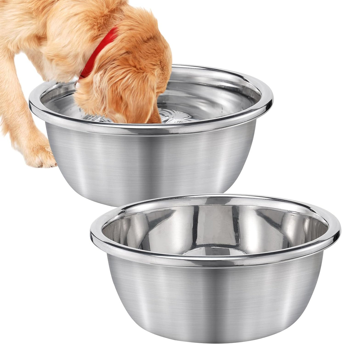 2Pcs 1.3 Gallons Food Grade Stainless Steel Large Dog Bowls – Essentials for Dogs - 1.3 Gallons