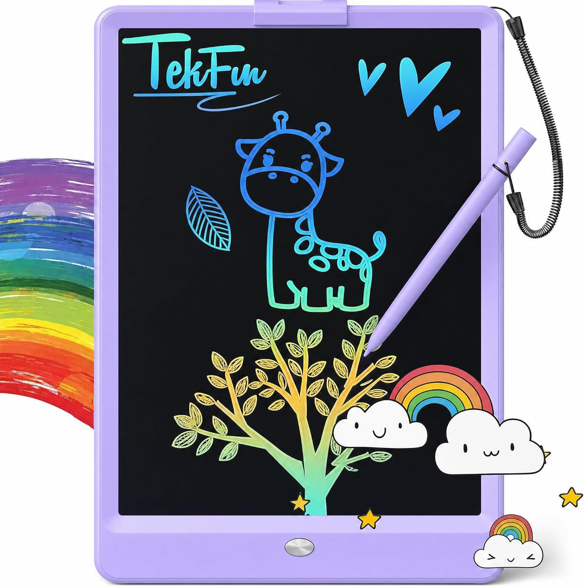 TEKFUN LCD Writing Tablet for Kids, Mess Free Doodle Board - Purple / 10 inch