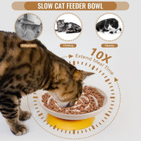 Elevated Slow Feeder Cat Bowls - apricot / 2 pack slow feeder - image 3