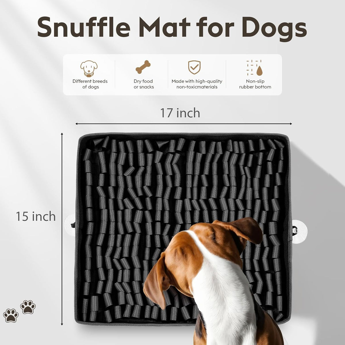 FunFurry Snuffle Mat for Dogs, Dog Puzzle Mat - Black / 17" X 15" - image 2