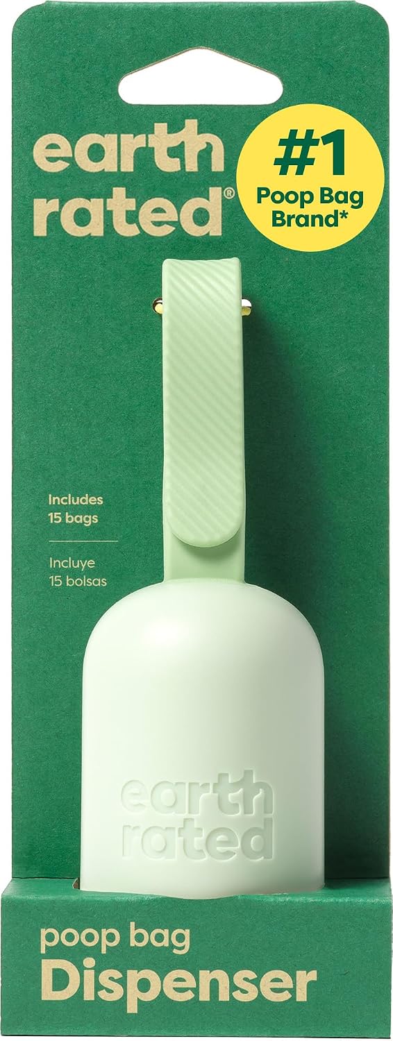 Earth Rated Dog Poop Bag Holder & Leash Dispenser - 1 Dispenser, 15 Bags / Unscented