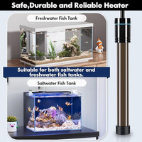 Orlushy 300W Submersible Aquarium Heater, Adjustable Fish Tank Heater with Digital Display External Controller, Overheat Protection and Free Thermometer for 40-60 Gallons Freshwater and Saltwater Tank