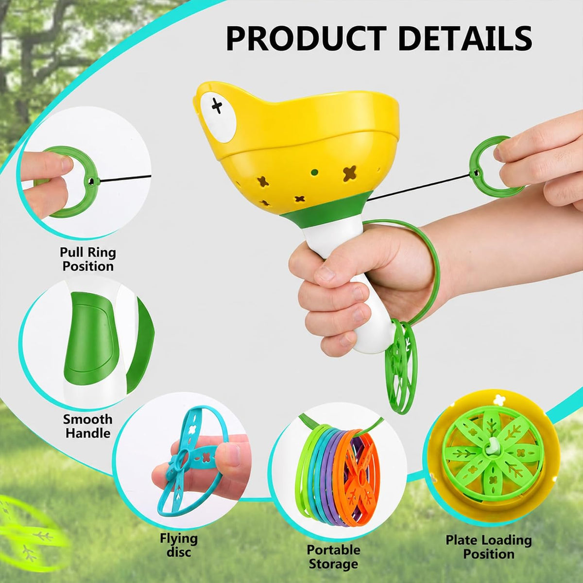 daboot flying disc launcher toy set with two launchers and colorful flying discs - view 4