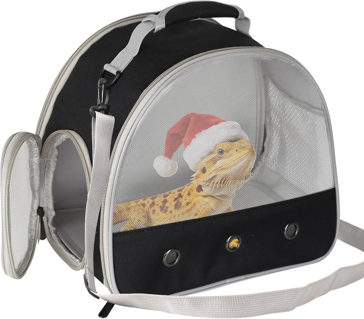 Bearded Dragon Travel Carrier, Lizards Carrier - Black / Mesh Carrier