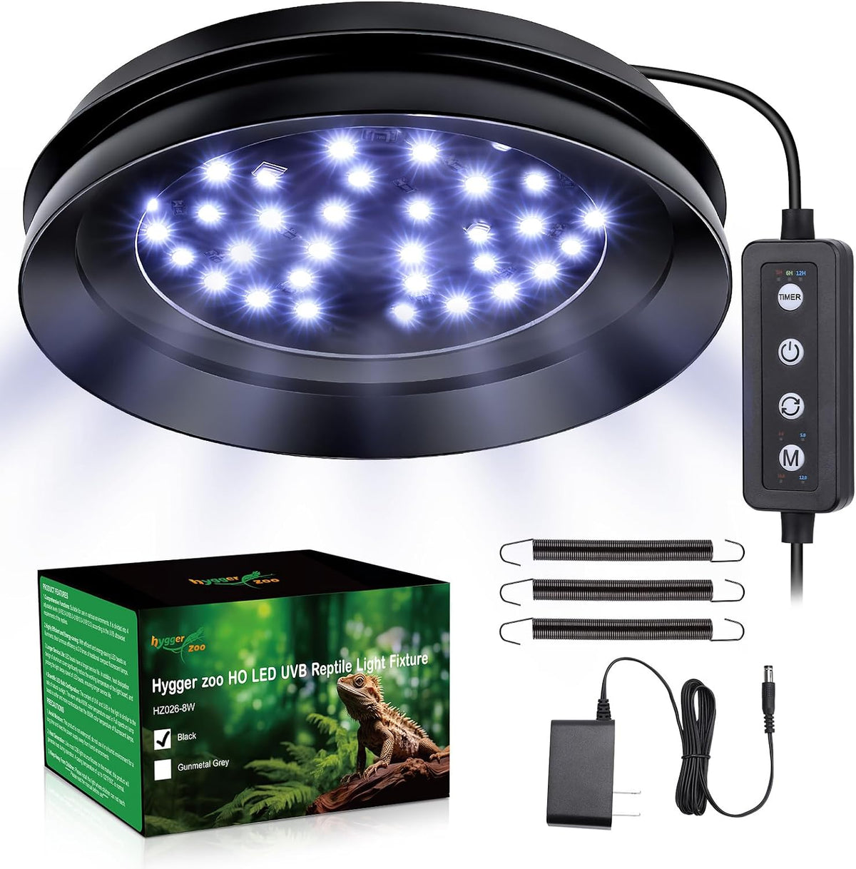 UVB Light for Reptiles with Dimming - Black / 8W-Balck