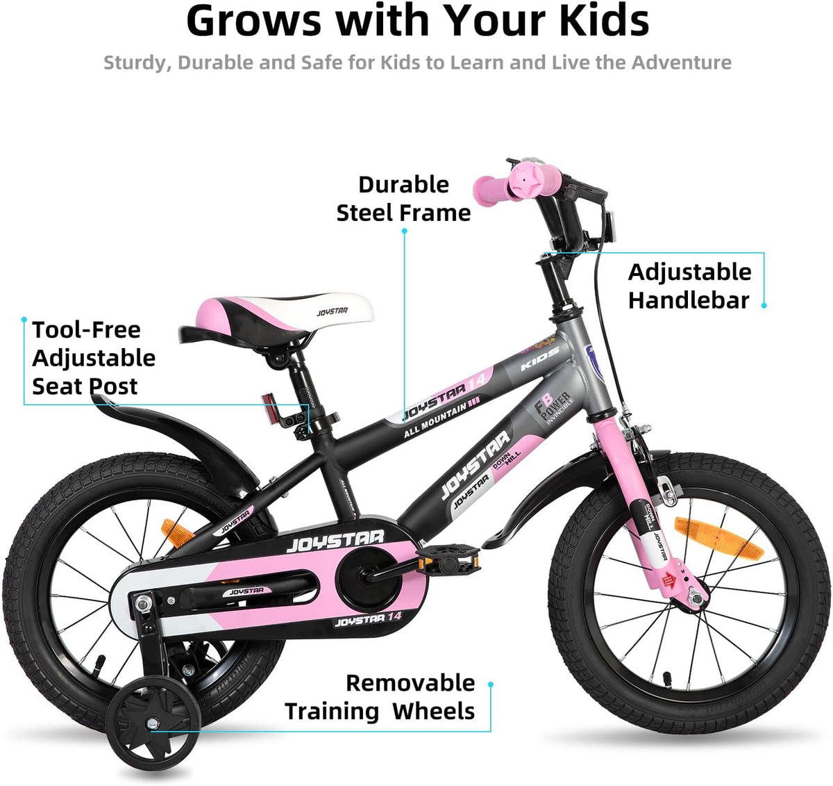 JOYSTAR New Berry Kids Bike for Boys and Girls Ages 3-10Y – Fun for Kids & Family - Pink / 14 Inch Wheels - image 2