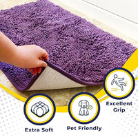 Muddy Mat® Original Dog Door Mat for Muddy Paws, Super Absorbent Microfiber, Non-Slip Washable Pet Rug, Quick Dry Chenille Entryway Carpet, Machine Washable Indoor Outdoor mat, Purple 24"x60"