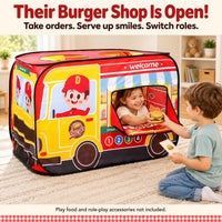 Cecailin fire truck pop up play tent for kids with roll-up door in red - view 15