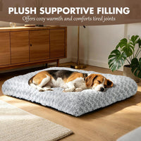 Dog Bed Crate Pad for Small Dogs 24"x18" Coffee – Essentials for Dogs - X-Large 42"x28" / Rosette Pattern Grey - image 4