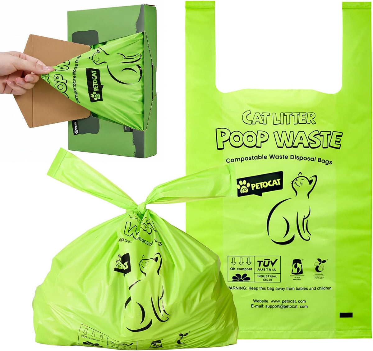 Cat Litter Bags for Poop Biodegradable Cat Waste Disposal Bag - new-green