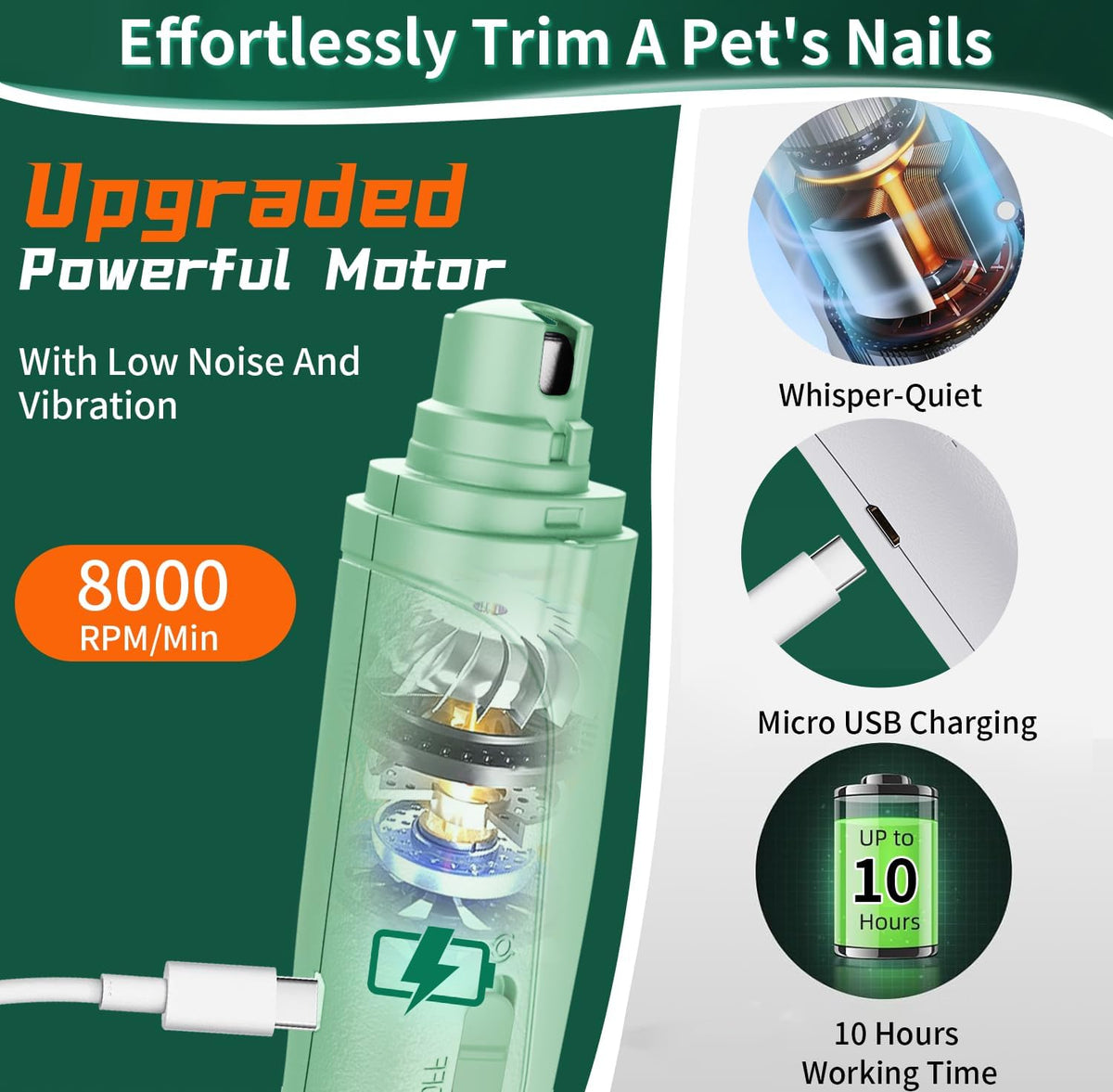 2-in-1 Cat & Dog Nail Clippers with Grinder and Dual LED Lights – Essentials for Dogs - Green 2 - image 4