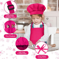 Kids Apron and Chef Hat Set Adjustable Child Art Aprons with 2 - K-rose Red / Small - image 3