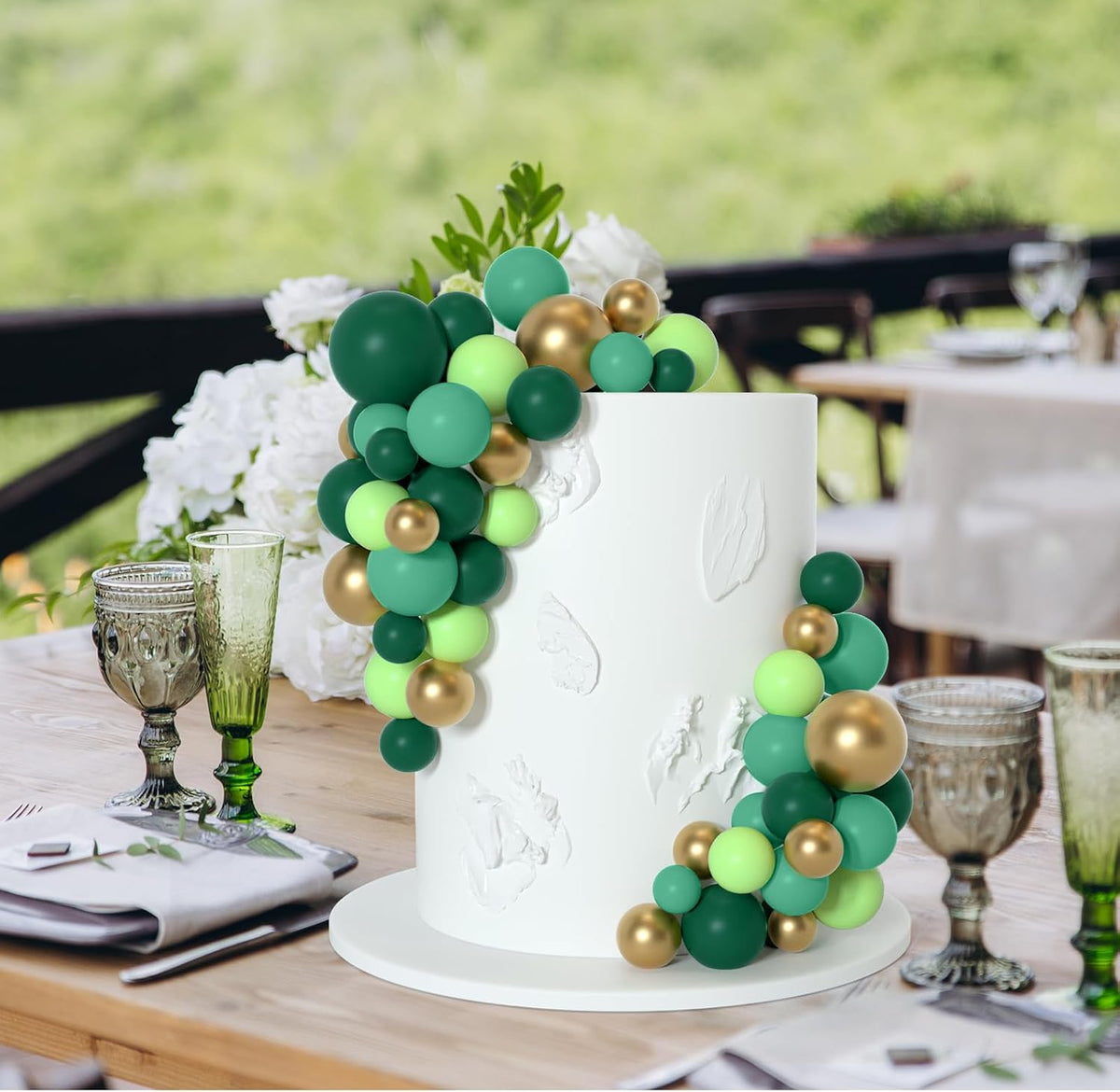 75 Pieces Cake Balls Topper Decorations Foam Cupcake Topper Mini - Green Gold Series - image 3
