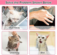 JULMELON Cat Washing Bag 10 PCS Set, Adjustable Cat Shower Net Bag and Pet Grooming Brush with Nail Clipper Nail File Hair Combs Tick Tool Nail Caps for Bathing Nail Trimming Examination(Pink+Grey)