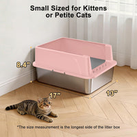 FURTIME Stainless Steel Cat Litter Box - Pink / Small - image 4