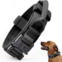 Tactical Dog Collar, Adjustable Military Training Nylon Pet Collar, Black L – Essentials for Dogs - Black / Large :Width 1.5",Neck 17-20.5"