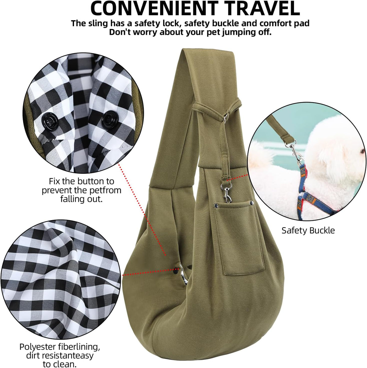 ARZQUT Dog and Cats Carrier Sling - Green - image 4