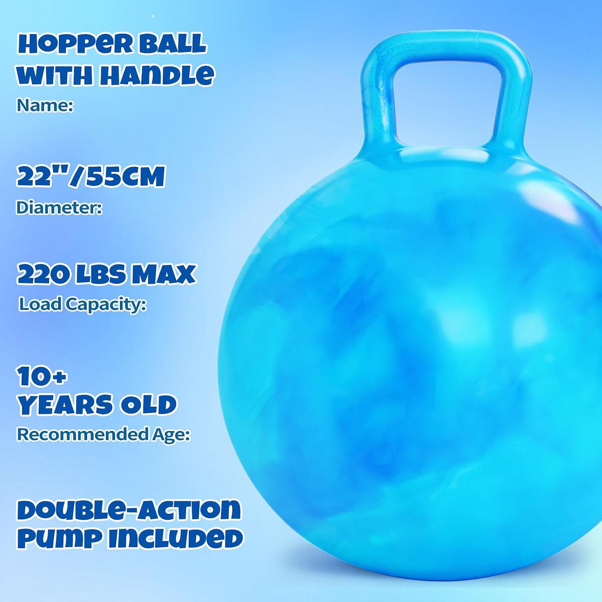Bounce Balls with Handles for Kids - 3P 22inch Hopper Balls - image 2