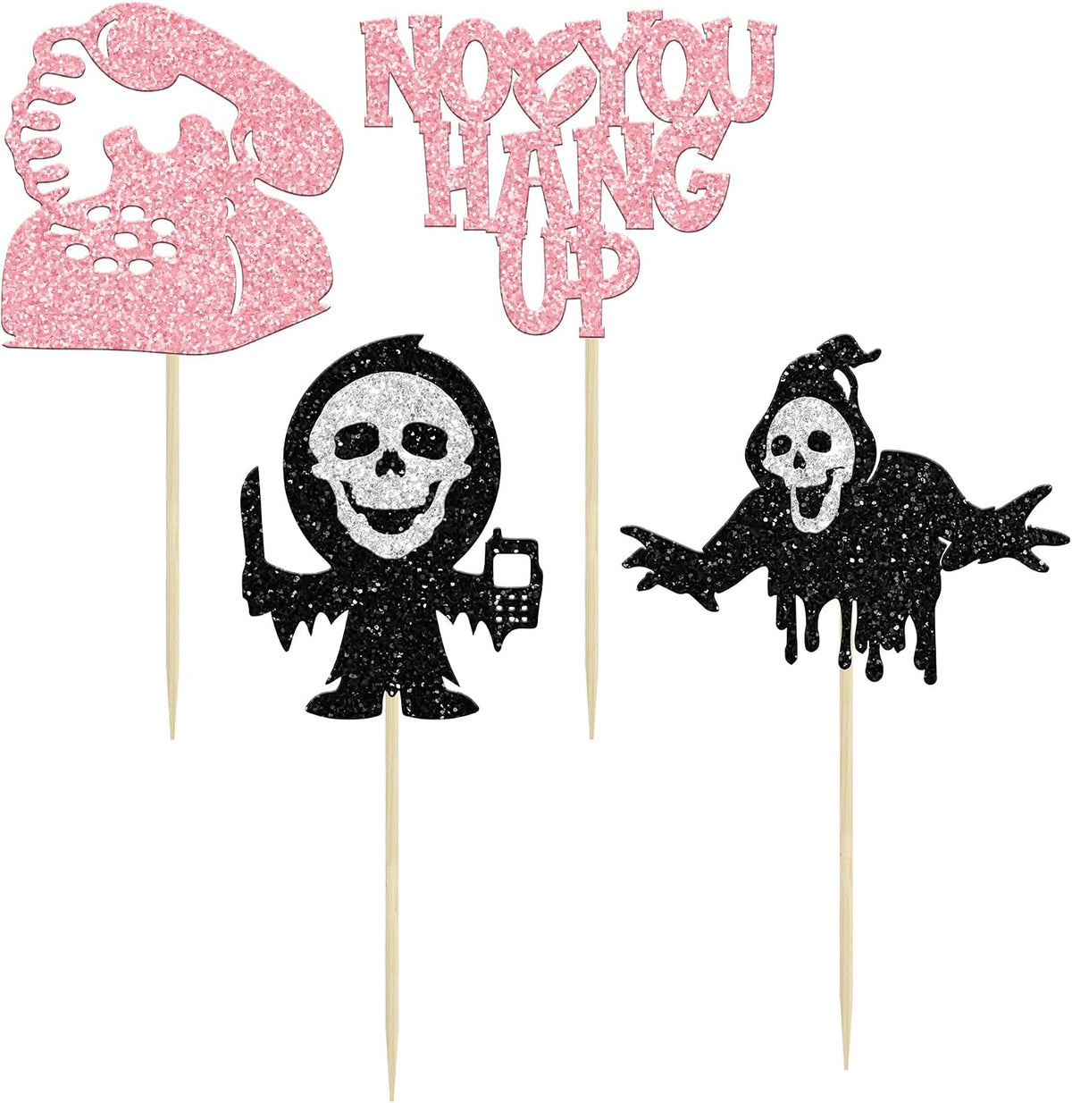 Gyufise black glitter Halloween happy birthday cake topper with half moon, house, pumpkin, ghost and - view 15